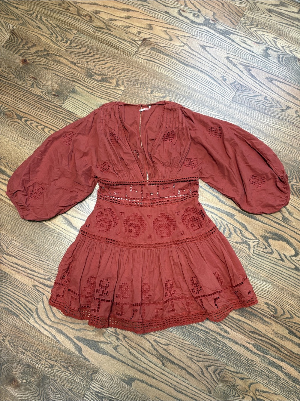 Free People Tea Time Mini Dress in Rust Worthy, 6